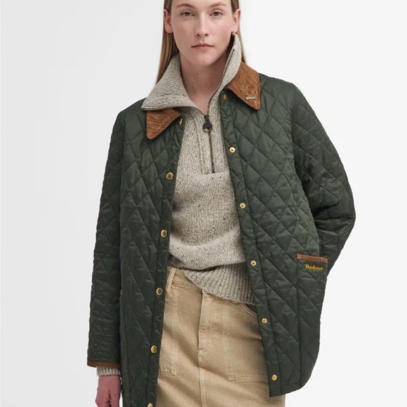 Barbour Women's Olive Quilted Utility Jacket US sz 10 - Picture 1 of 7